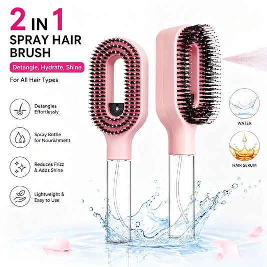 2-in-1 Sprüh-Haarbürste mit Wassertank – Entwirrbürste für alle Haartypen