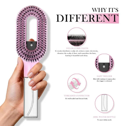 2-in-1 Sprüh-Haarbürste mit Wassertank – Entwirrbürste für alle Haartypen