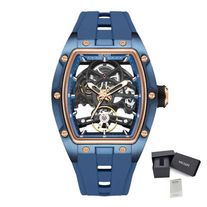 MEGIR Original Fashion Men Watches Automatic Mechanical Watch Steel Case Sport Skeleton Dial Wristwatch Waterproof Clock Reloj Hombre 2242-19