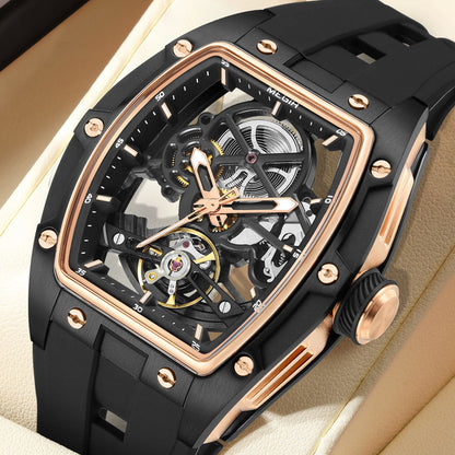 MEGIR Original Fashion Men Watches Automatic Mechanical Watch Steel Case Sport Skeleton Dial Wristwatch Waterproof Clock Reloj Hombre 2242-2