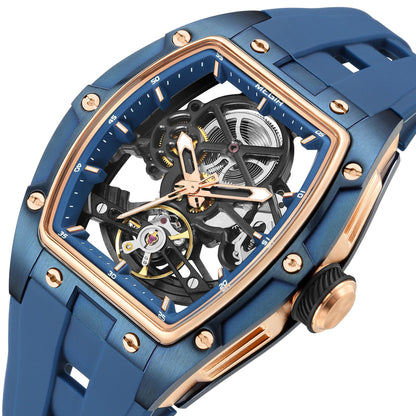 MEGIR Original Fashion Men Watches Automatic Mechanical Watch Steel Case Sport Skeleton Dial Wristwatch Waterproof Clock Reloj Hombre 2242-12